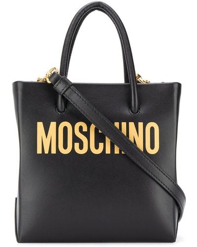 Moschino Mini sac à main à logo imprimé - Noir