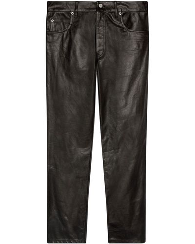 Gucci Straight-leg Leather Pants - Gray