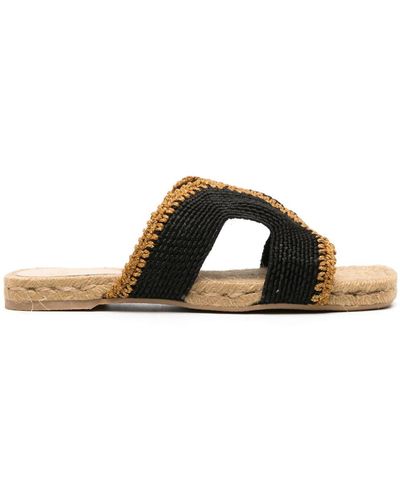 Castañer Pura Lurex Flat Sandals - Black