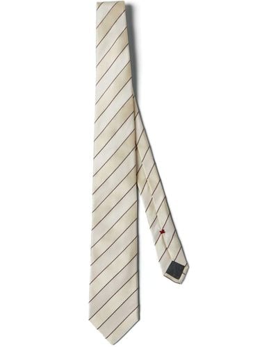 Brunello Cucinelli Cravate en soie à rayures - Blanc