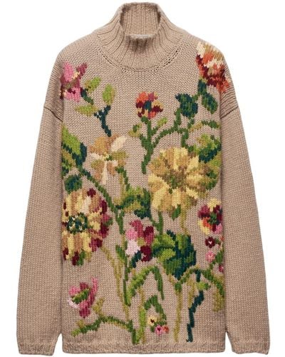 Prada Intarsia-knit High-neck Sweater - Green