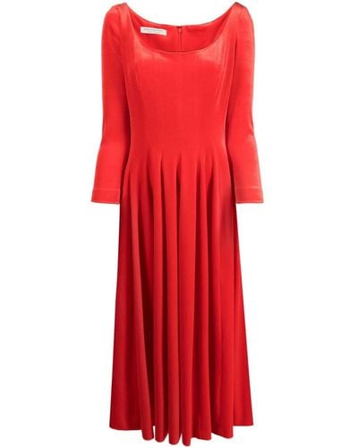 Philosophy Di Lorenzo Serafini Long-sleeve Velvet Midi Dress - Red