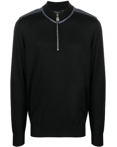 Billionaire Zip Collar Silk-cotton Sweater - Black