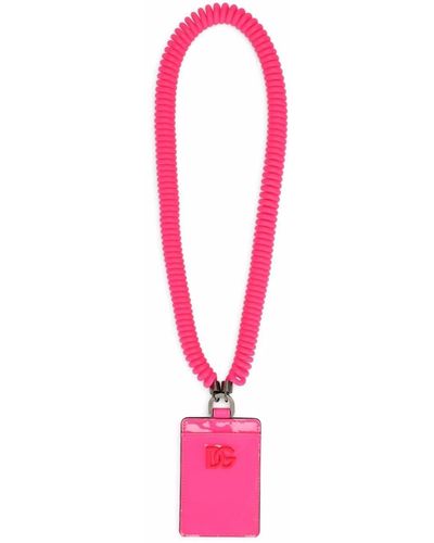 Dolce & Gabbana Leather Cardholder On Strap - Pink