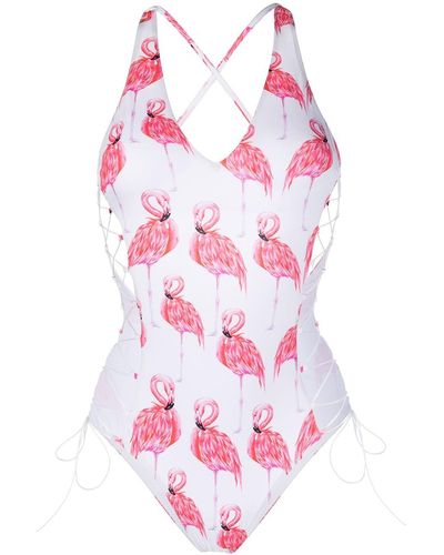 Noire Swimwear Bañador con estampado Flamingo - Rosa