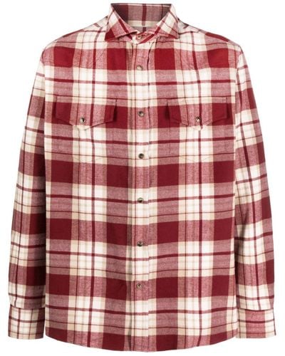 Brunello Cucinelli Check-pattern Cotton Shirt - Red