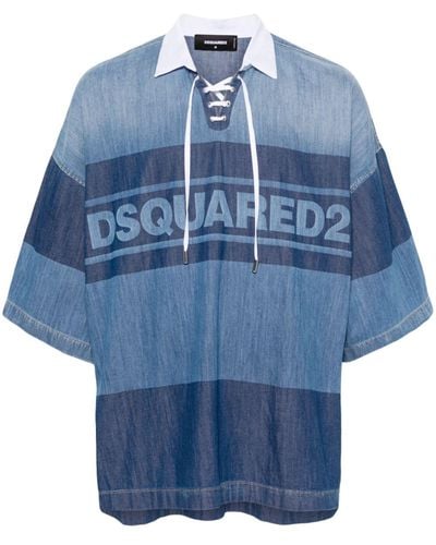 DSquared² Jeans-Poloshirt mit Logo-Print - Blau