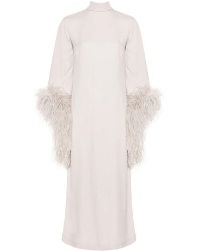 ‎Taller Marmo Mini-jurk Met Veren Afwerking - Wit