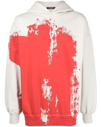 A_COLD_WALL* Paint-effect Cotton Hoodie - Red