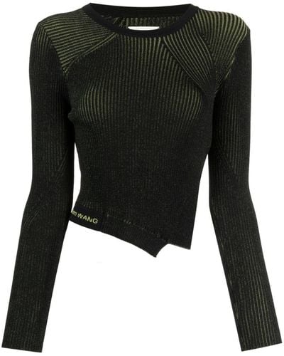 Feng Chen Wang Side-slit Asymmetric Knitted Top - Black
