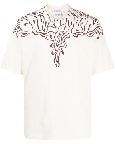 Marcelo Burlon T-shirt en coton à imprimé Fluid Wings - Blanc