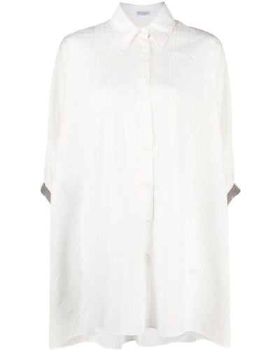 Brunello Cucinelli Chemise oversize à rayures - Blanc