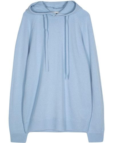 MAN ON THE BOON. Drawstring Cashmere Hoodie - Blue