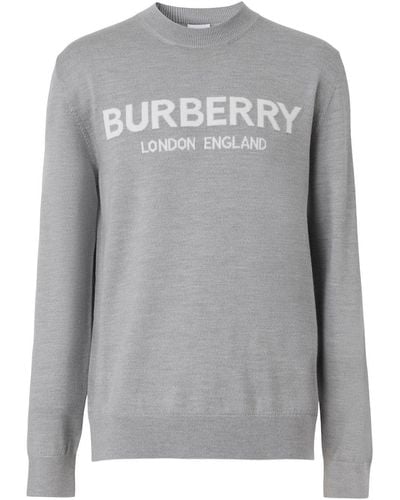 Burberry Strickpullover mit Intarsien-Logo - Grau