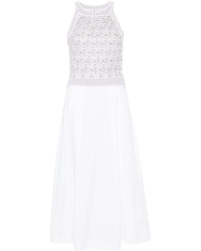 Peserico Crochet-panel Sleeveless Dress - White
