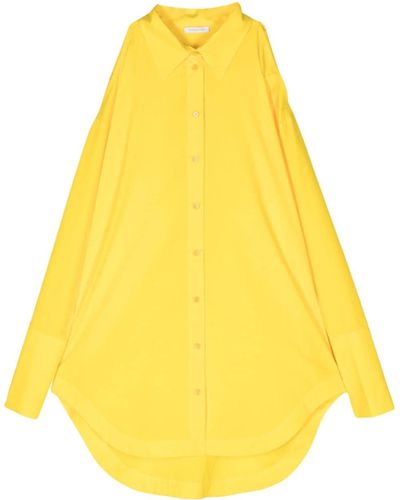 Patrizia Pepe Cold-shoulder Cotton Shirt - Yellow