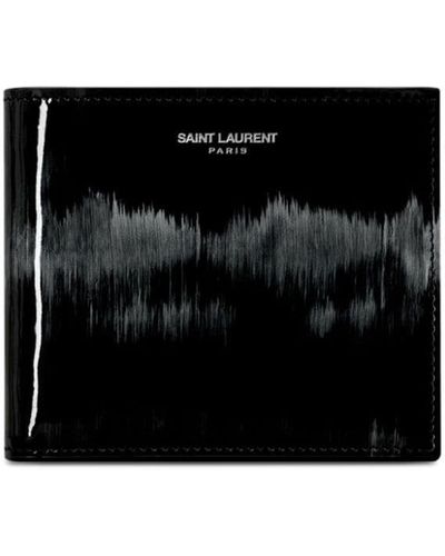Saint Laurent Portefeuille en cuir à logo imprimé - Noir