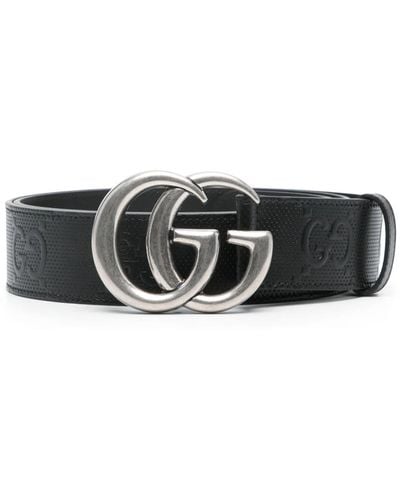 Gucci Cintura goffrata GG Marmont - Nero