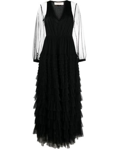Twinset Vestido de fiesta con mangas semitranslúcidas - Negro