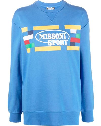 Missoni Logo-print Cotton Sweatshirt - Blue