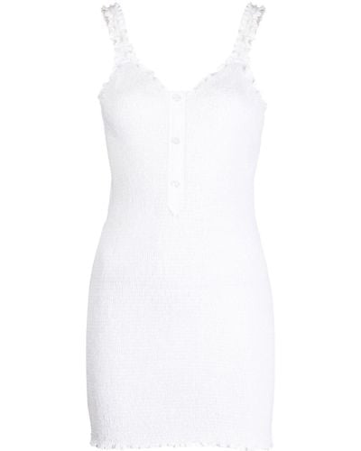 Alexander Wang Smocked Cotton Mini Dress - White