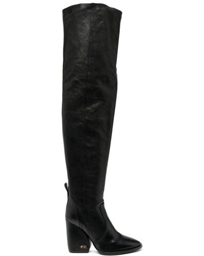 N°21 Logo-sole 100mm Leather Knee-high Boots - Black