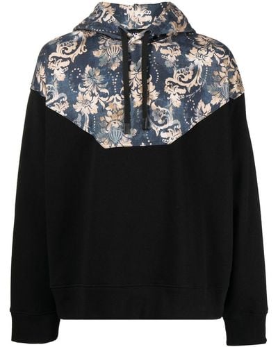 Versace Floral-print Pullover Hoodie - Black