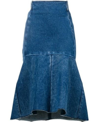 Balenciaga Godet Peplum-style Skirt - Blue