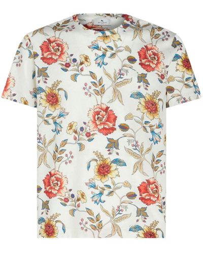 Etro Camiseta con estampado floral - Gris
