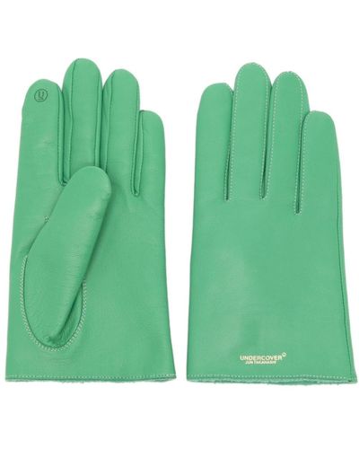 Undercover Handschuhe aus Leder mit Logo-Stempel - Grün