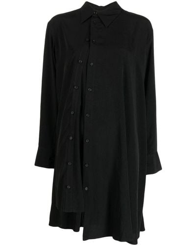 Yohji Yamamoto Asymmetric Decorative Button-detail Shirt - Black