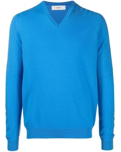 Pringle of Scotland V-neck Cashmere Sweater - Blue