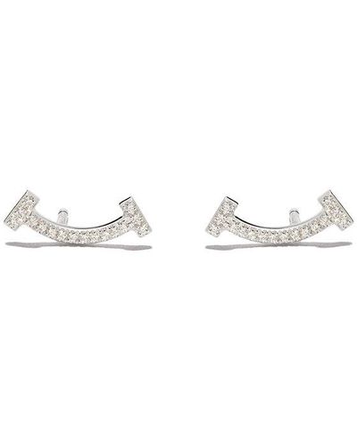 Tiffany & Co. 18kt White Gold Tiffany T Smile Diamond Earrings - Metallic