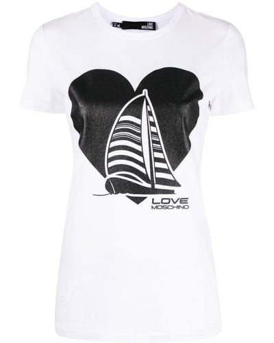 Love Moschino T-shirt Met Logoprint - Zwart