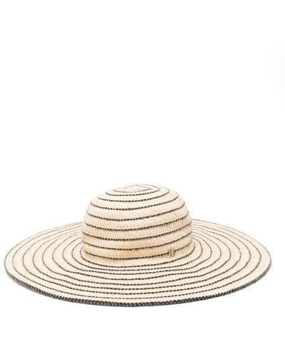 Lauren by Ralph Lauren Stripe Straw Sun Hat - White