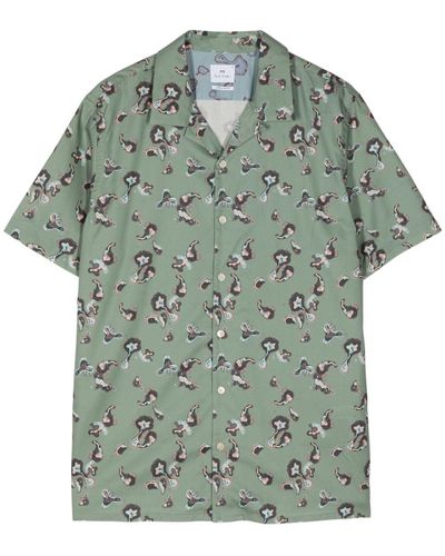 PS by Paul Smith Graphic-print Organic Cotton Shirt - Green