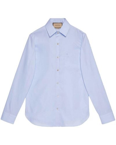 Gucci Double G Embroidered Shirt - Blue