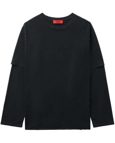 424 Layered Cotton T-shirt - Black