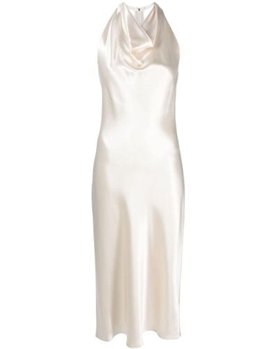 Calvin Klein Halterneck Satin Midi Dress - White