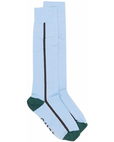 Ganni Gestreifte Calcetines Socken - Blau