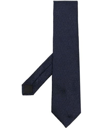 Lanvin Geometric-jacquard Silk-blend Tie - Blue