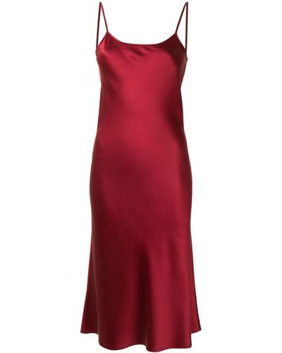 Voz Midi Silk Slip Dress - Red