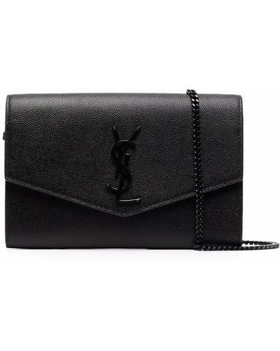 Saint Laurent Envelope Leather Clutch Bag - Black