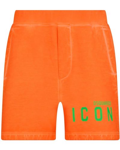 DSquared² Pantalones cortos de chándal con logo Icon - Naranja