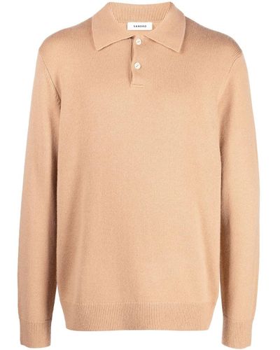 Sandro Nelson Polo-collar Knit Sweater - Natural