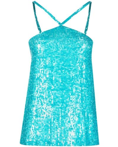 P.A.R.O.S.H. Sequin-embellished Halterneck Top - Blue