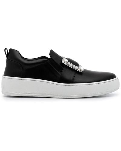 Sergio Rossi Crystal-embellished Slip-on Sneakers - Black
