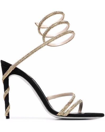 Rene Caovilla And Gold Margot Snake Sandal - White