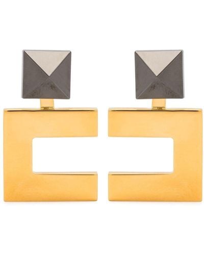 Elisabetta Franchi Logo-shaped Stud Earrings - Metallic