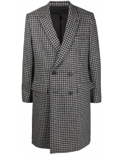 Ami Paris Houndstooth Pattern Double-breasted Coat - Gray